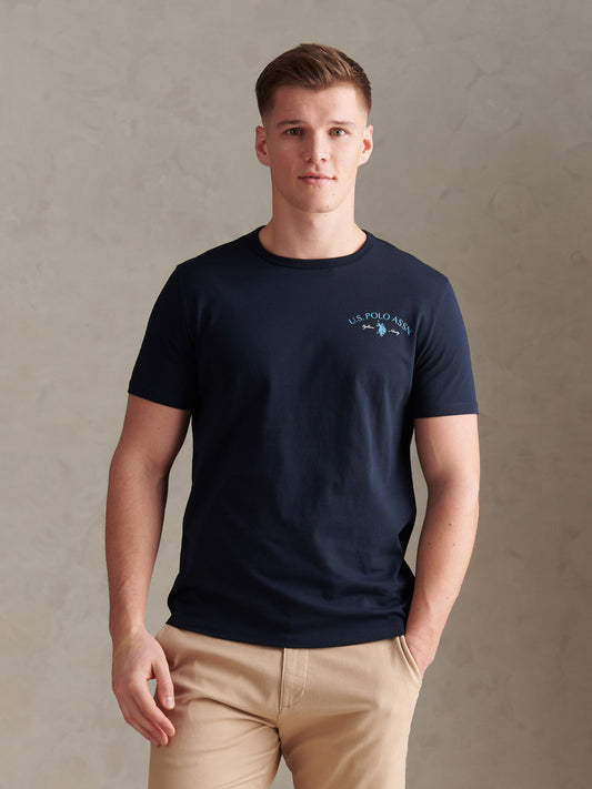 Mens Spirit Of Sport Back Graphic T-Shirt Dark Sapphire Navy