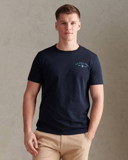 Mens Spirit Of Sport Back Graphic T-Shirt Dark Sapphire Navy