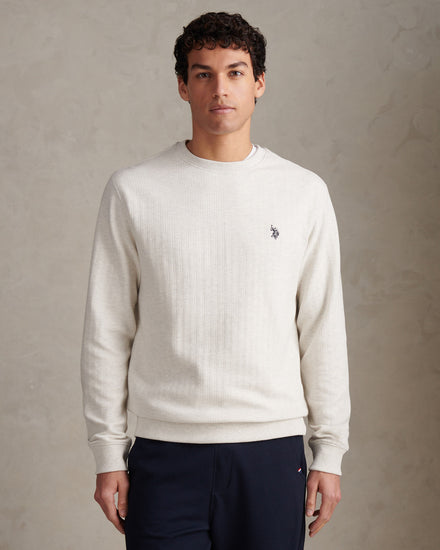 Horizontal Texture DHM Crew Light Grey Marl