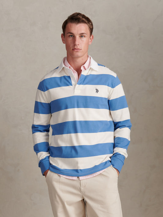 Mens Classic Stripe Rugby Shirt Whisper White