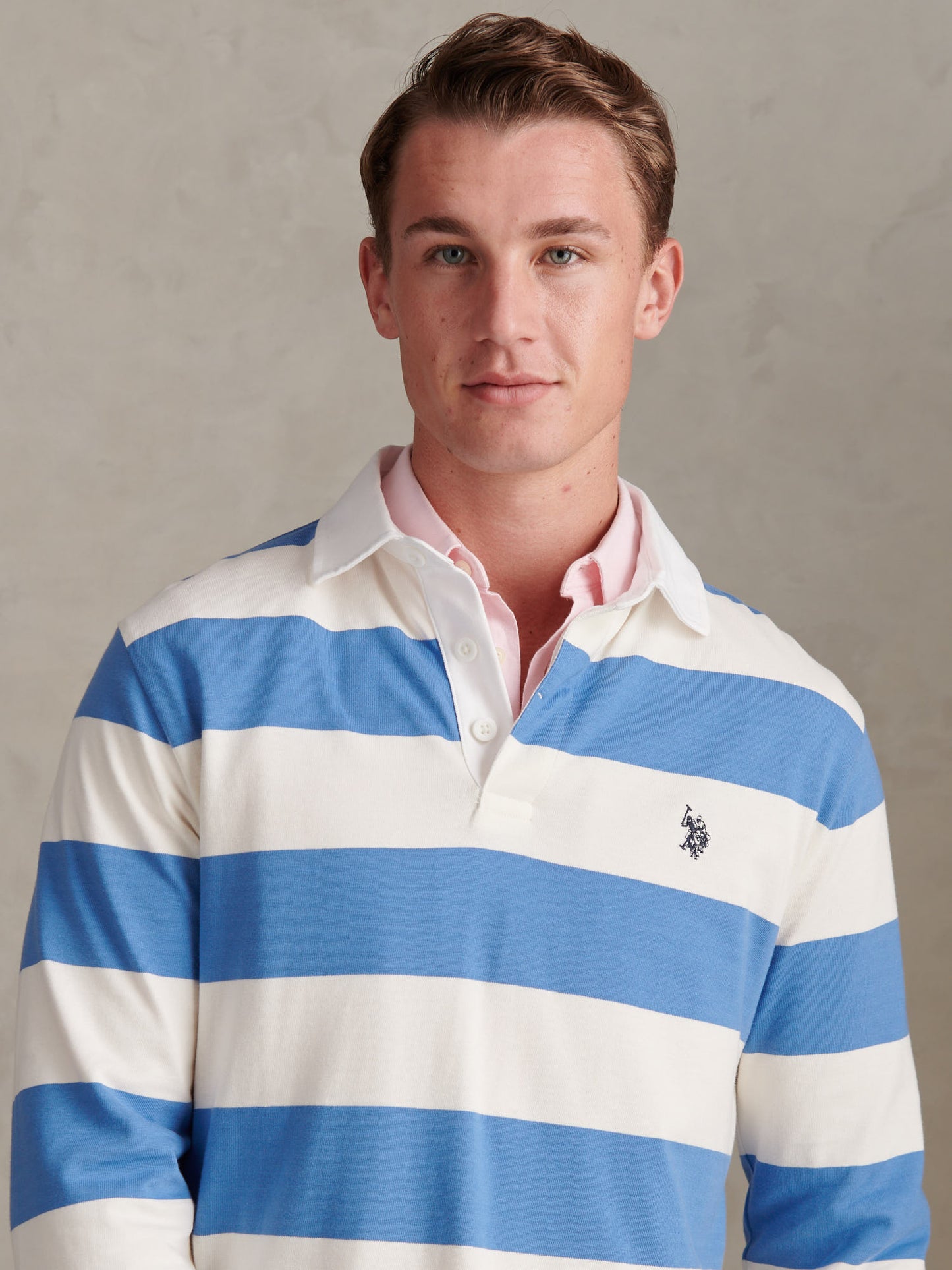 Mens Classic Stripe Rugby Shirt Whisper White