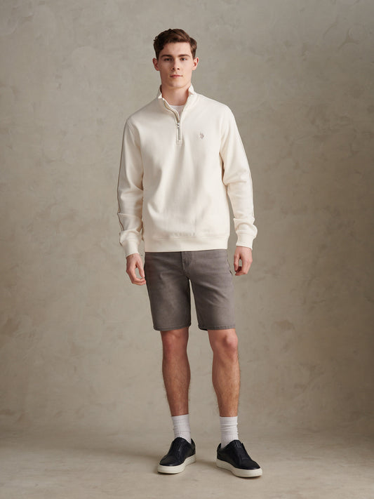 Mens Interlock Taped Funnel Sweatshirt Whisper White