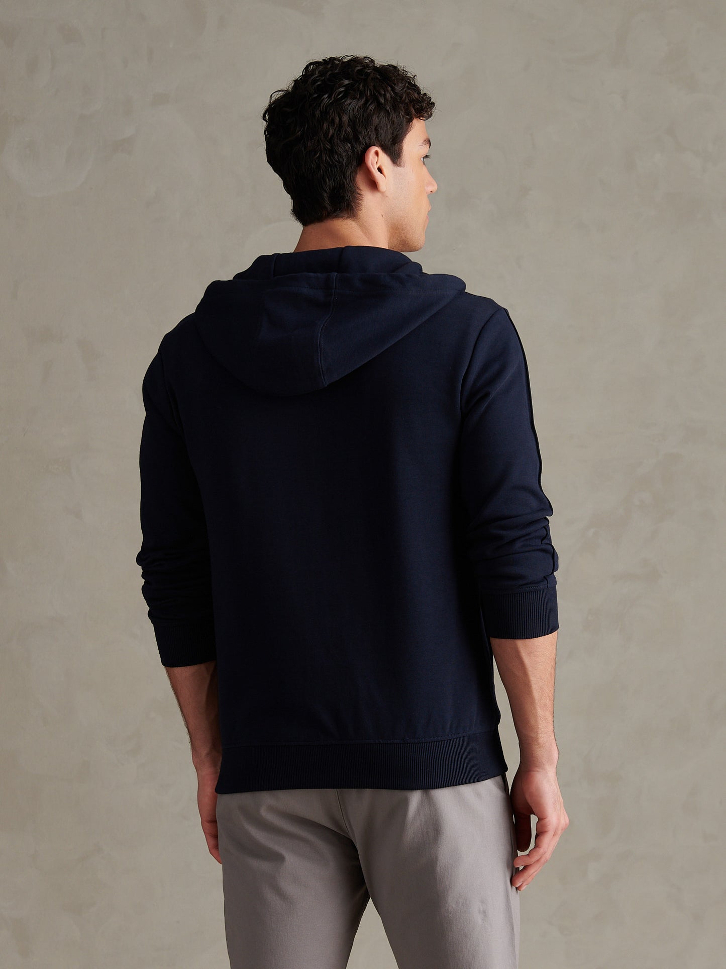 Mens Double Horsemen Interlock Zip Hoodie Dark Sapphire Navy