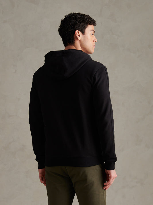 Mens Double Horsemen Interlock Zip Hoodie Black Bright White DHM
