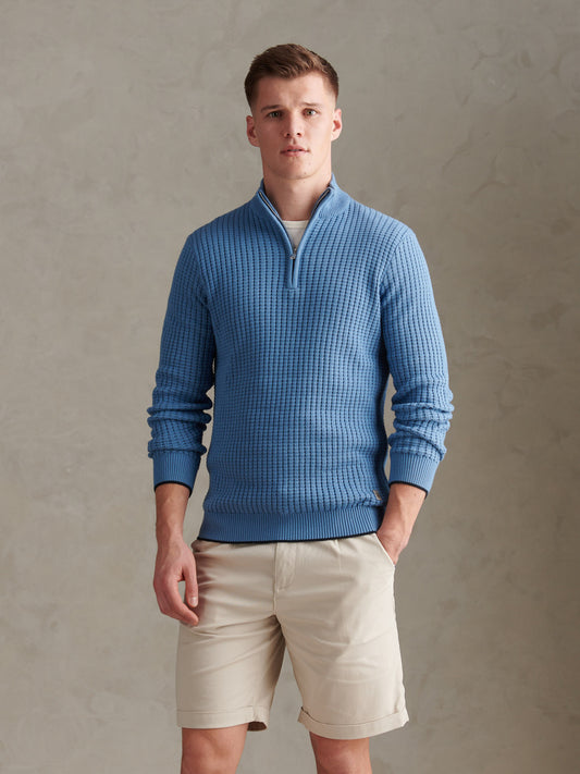 Open Knit 1/4 Zip Funnel Riviera