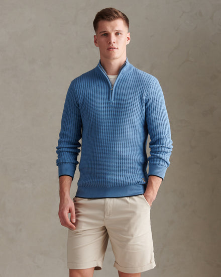 Open Knit 1/4 Zip Funnel Riviera
