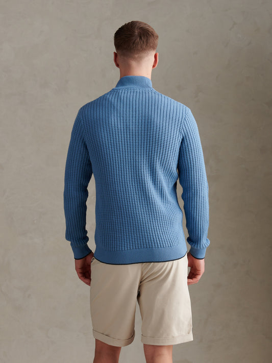 Open Knit 1/4 Zip Funnel Riviera