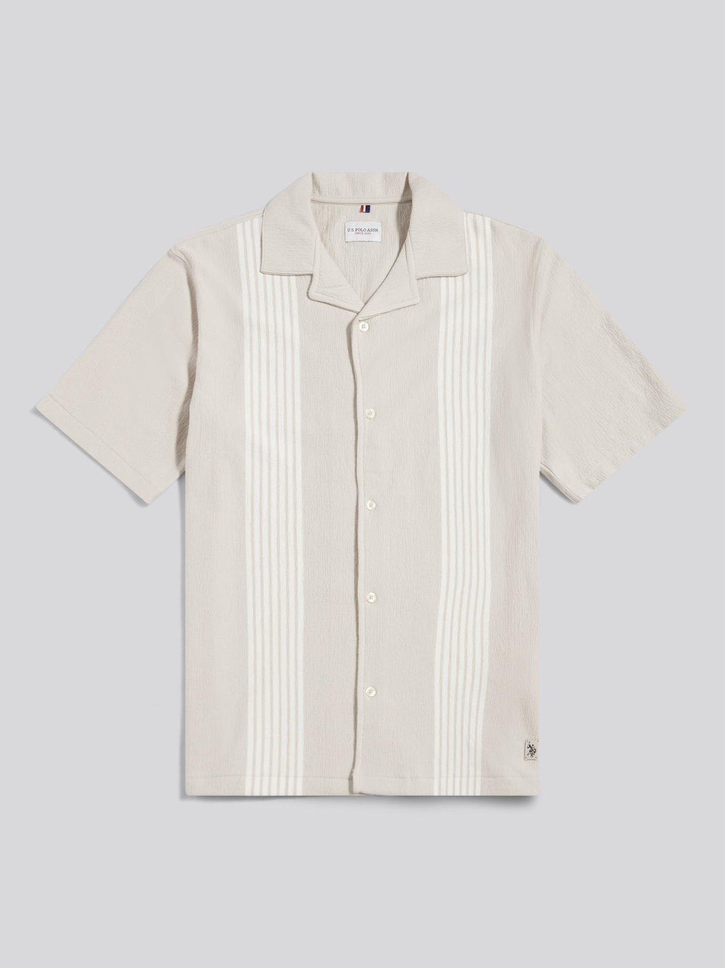 Mens Flat Pile Terry Revere Shirt Beige