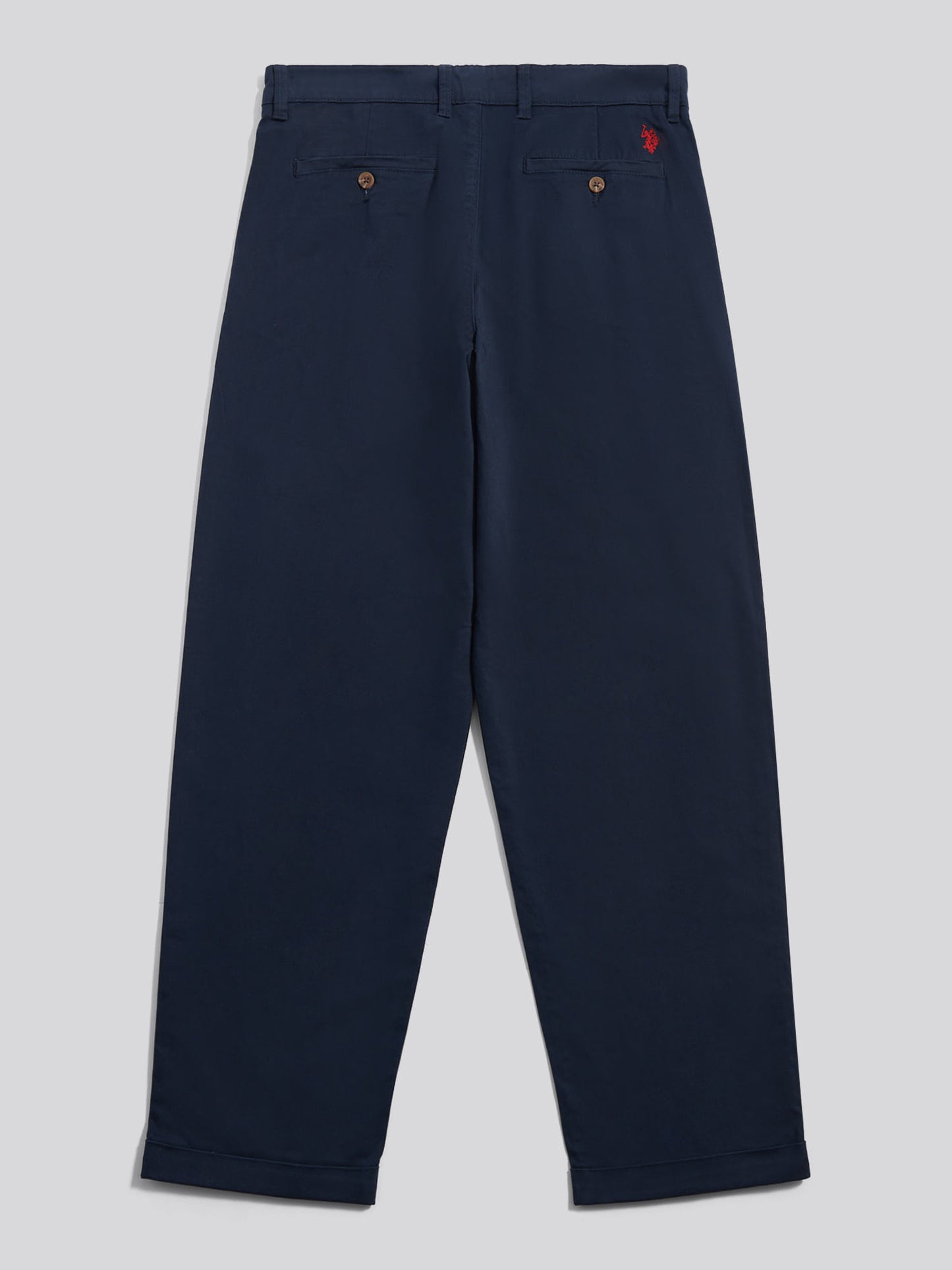 Mens Pleat Front Lightweight Chino Trousers Dark Sapphire Navy / Haute Red DHM