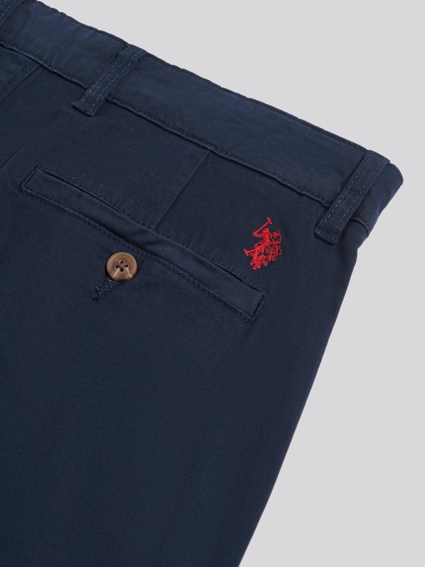 Mens Pleat Front Lightweight Chino Trousers Dark Sapphire Navy / Haute Red DHM