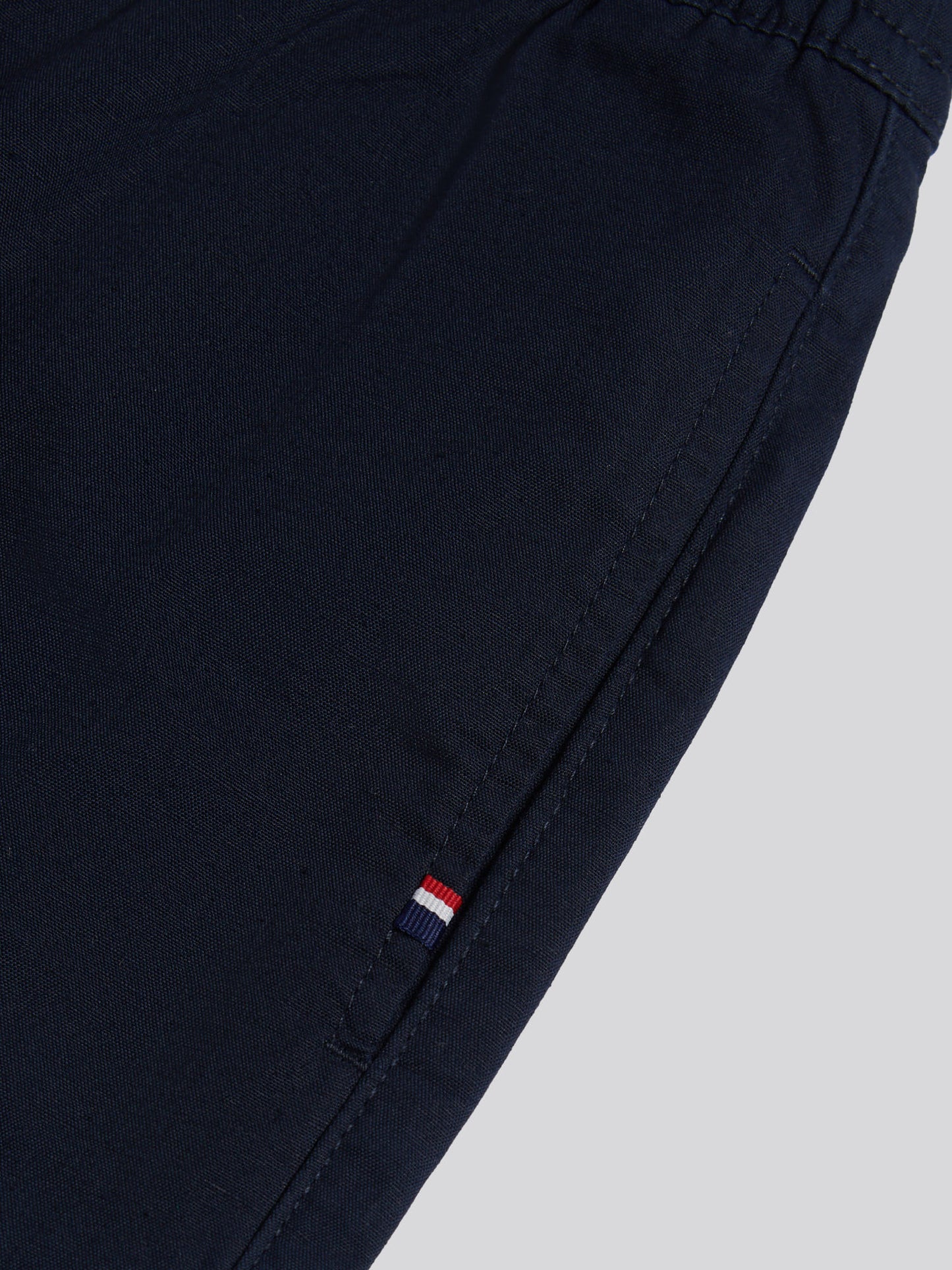 Mens Linen Blend Drawstring Trousers Dark Sapphire Navy / Haute Red DHM