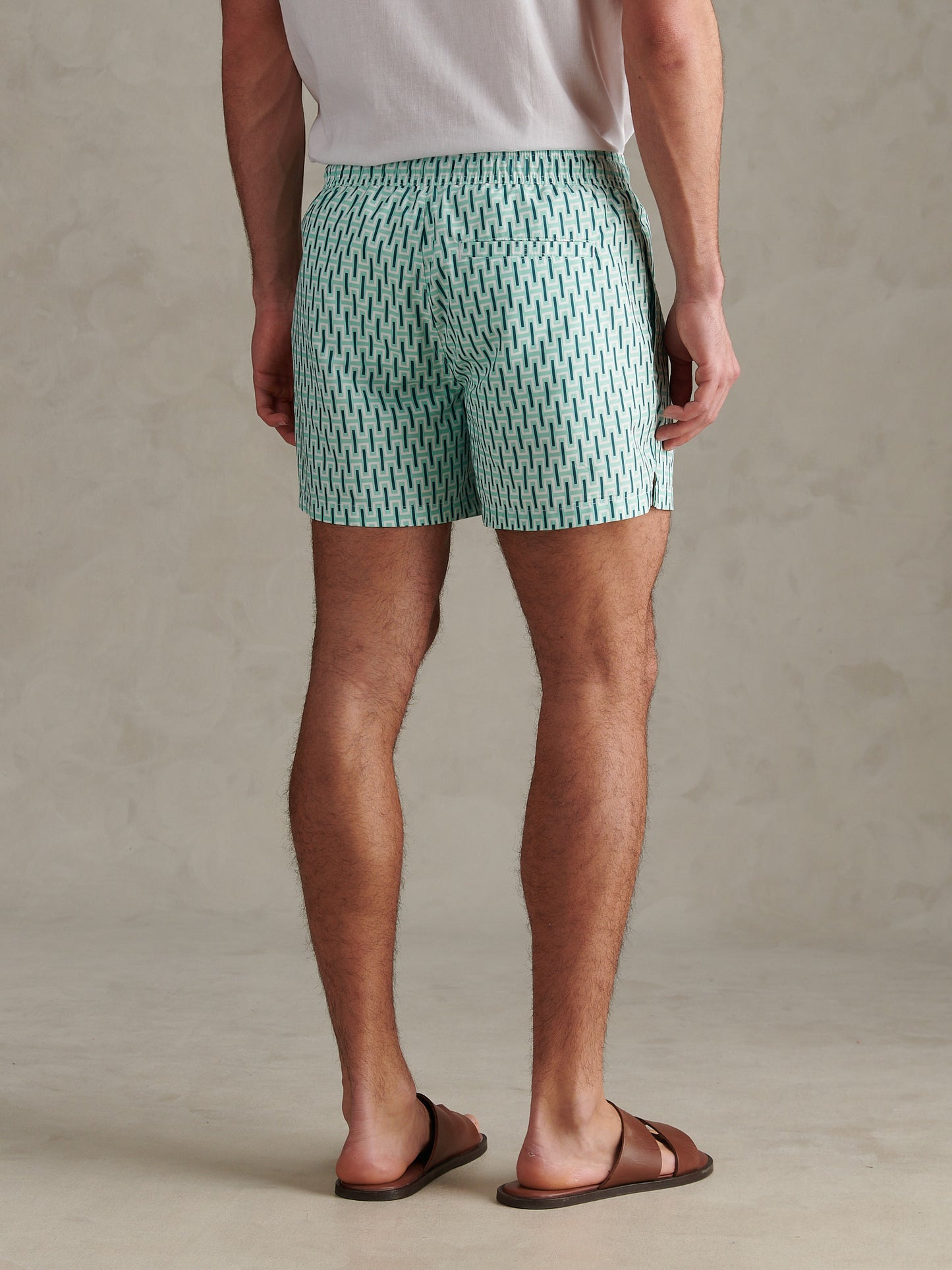 Mens Geo Print Swim Short Ice Green