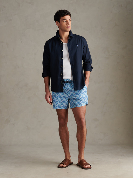 Mens Geo Tile Swim Shorts Riviera