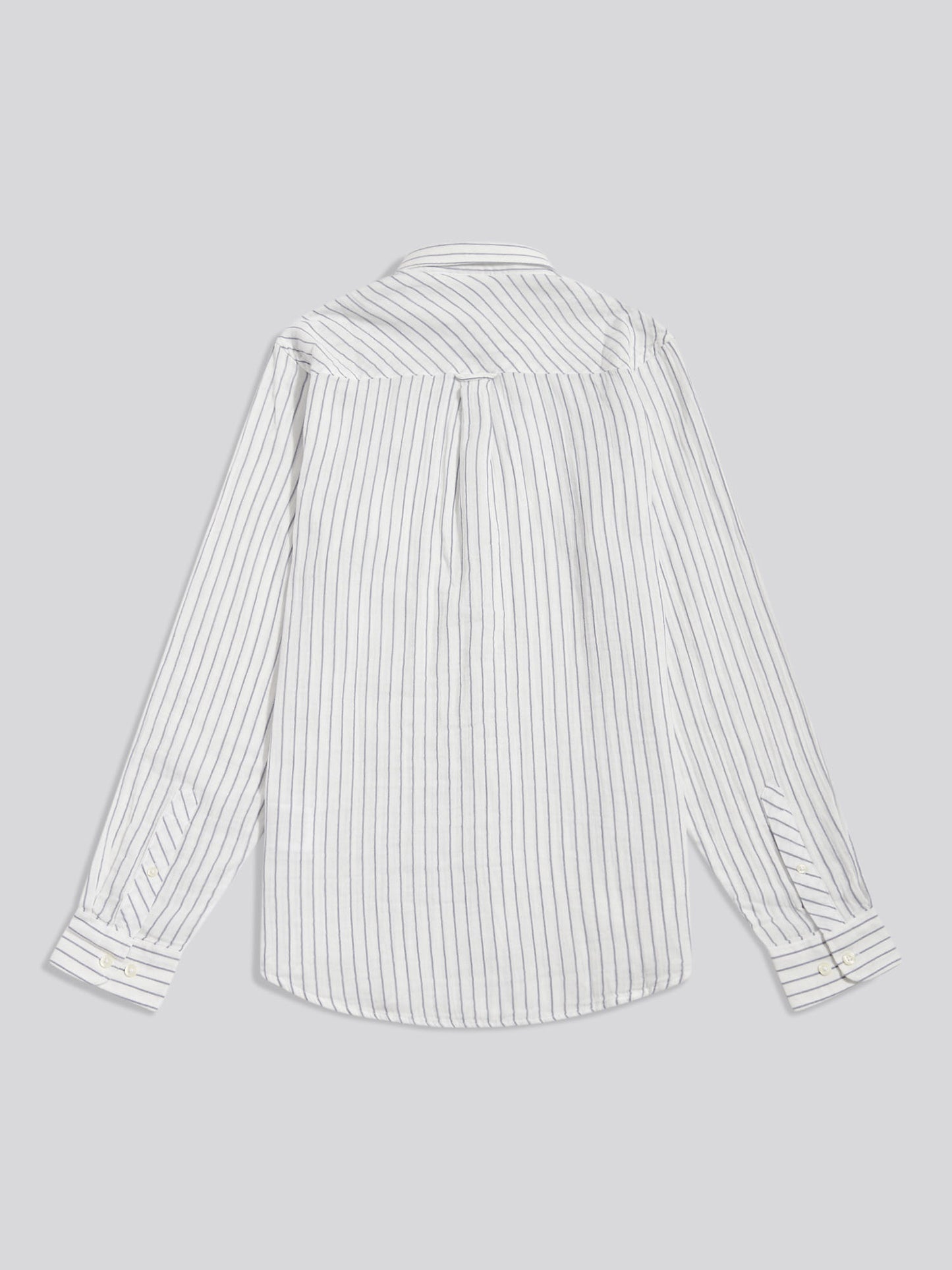 Mens Double Cloth Stripe Summer Shirt Bright White