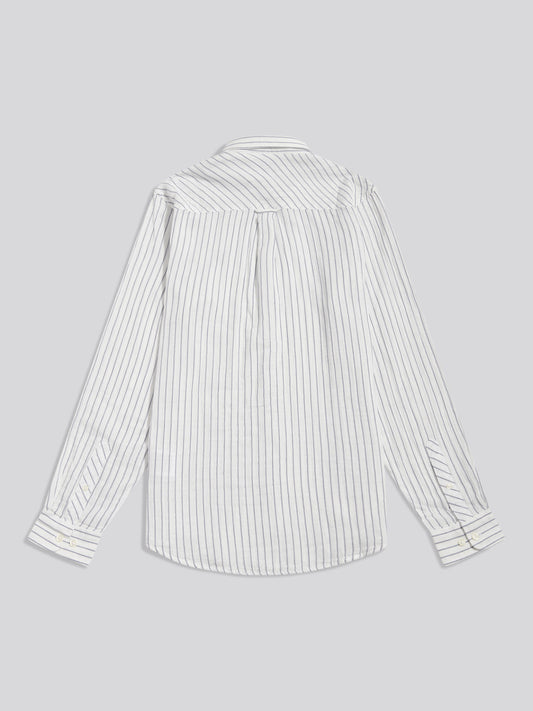 Mens Double Cloth Stripe Summer Shirt Bright White