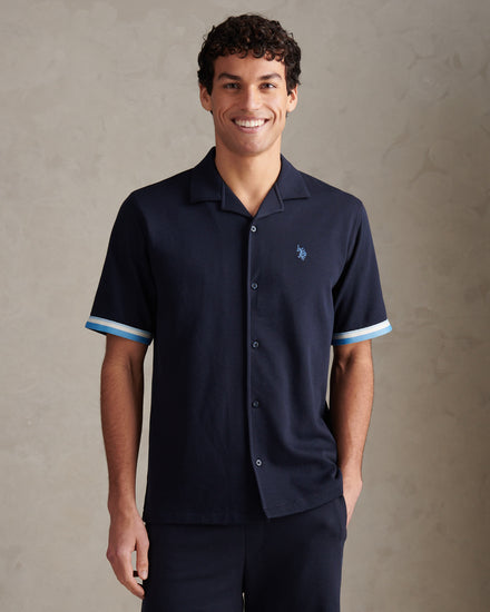 Twill Taped Revere Collar Shirt Dark Sapphire Navy