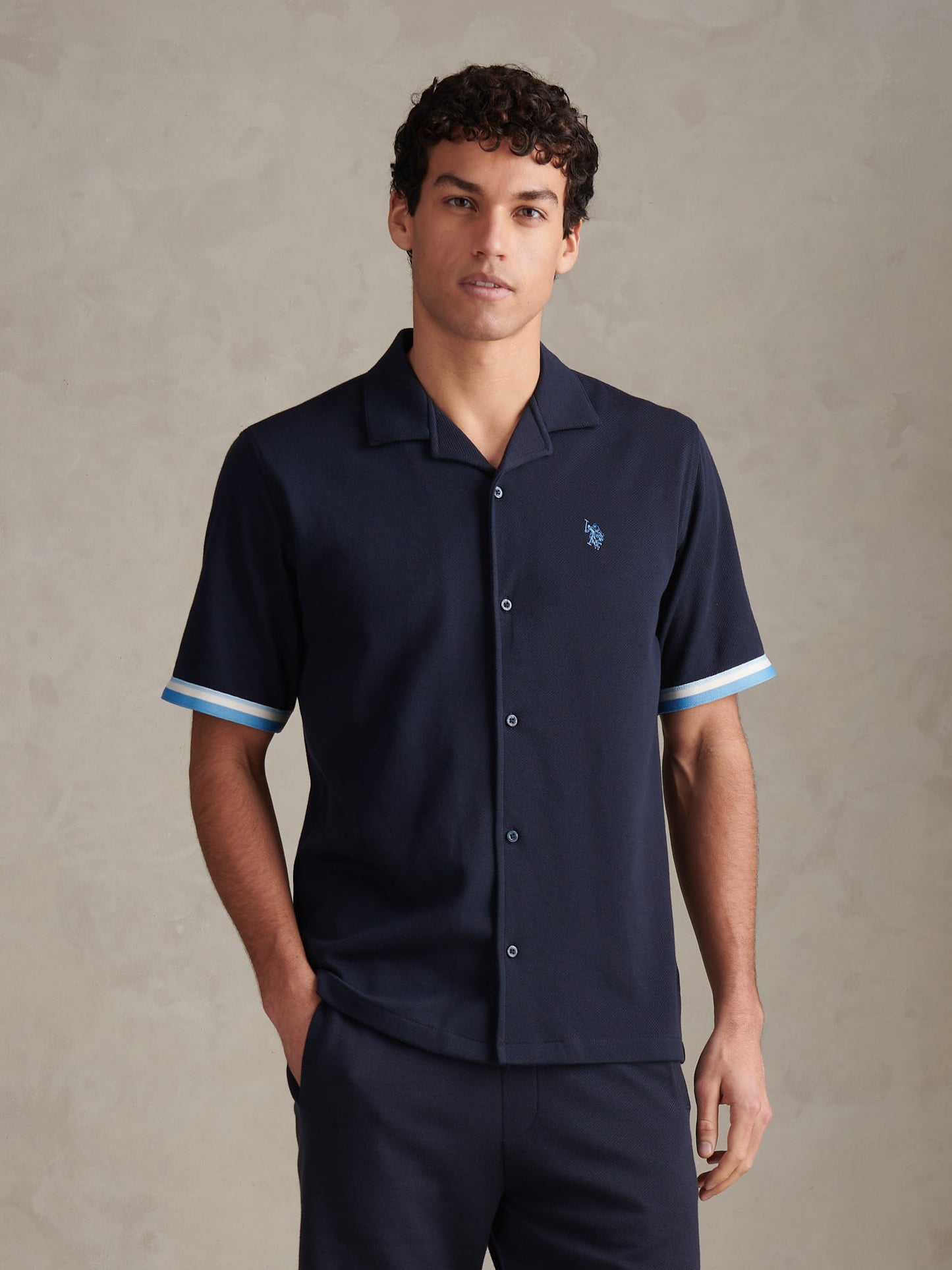 Twill Taped Revere Collar Shirt Dark Sapphire Navy