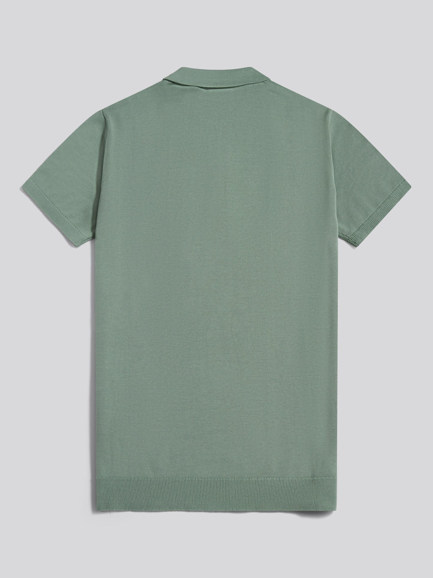 Mens Wide Texture Zip Knit Polo Shirt Green Bay