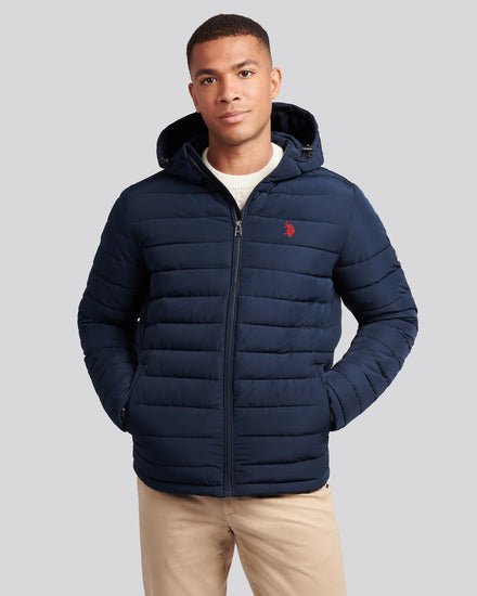 Lekki kołdra z kapturem puffer ciemny szafir granatowy
