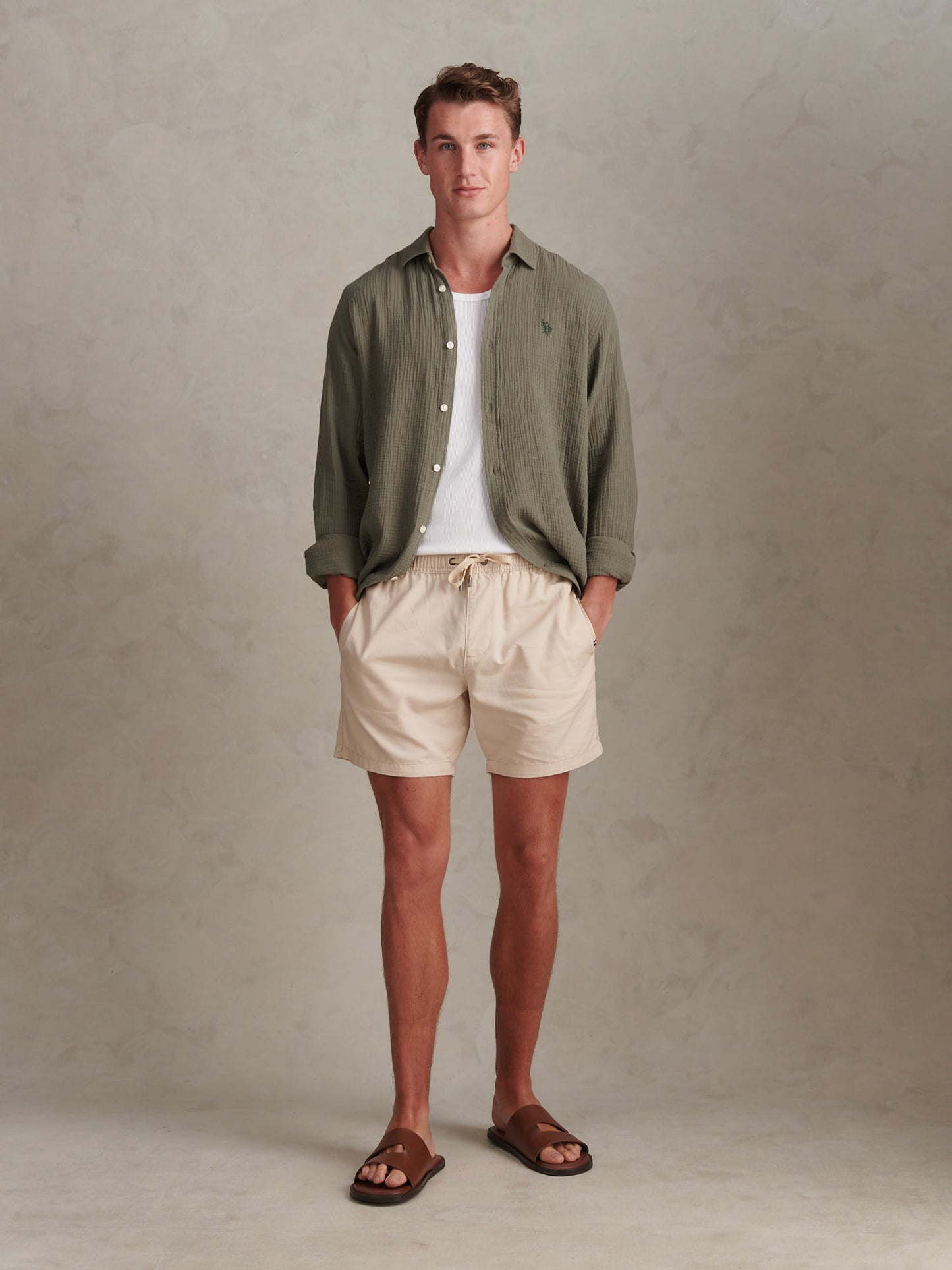 Mens Double Cloth Shirt Mulled Basil