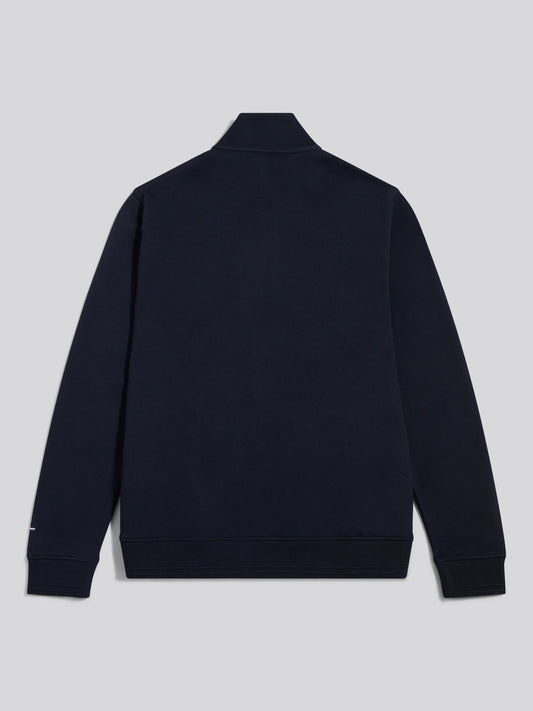 Mens Twill Textured 1/4 Zip Funnel Sweatshirt Dark Sapphire Navy
