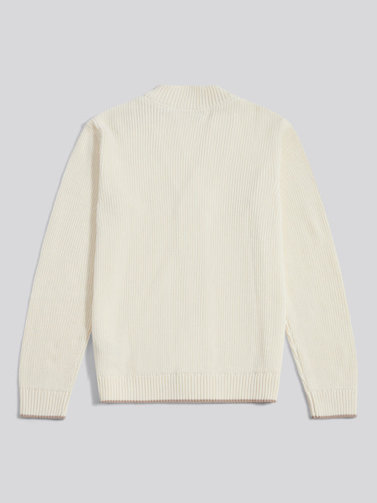 Mens Open Collar Knitted Cardigan Whisper White