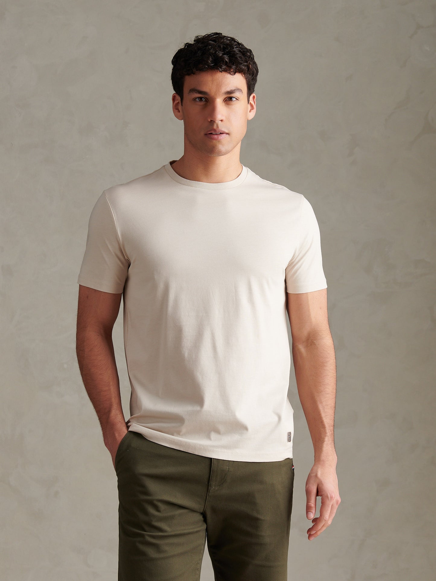 Mens Smart Mercerised T-Shirt Beige