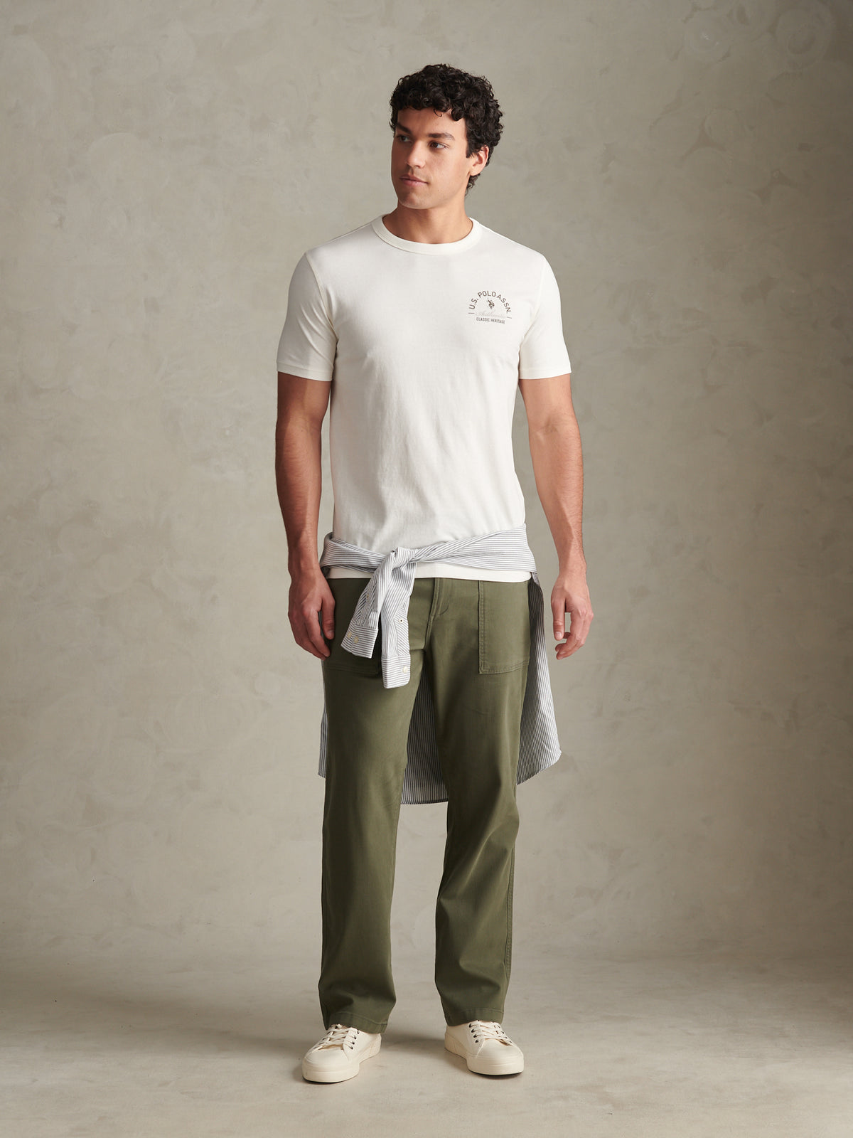Mens Classic Heritage Front & Back Graphic T-Shirt Whisper White