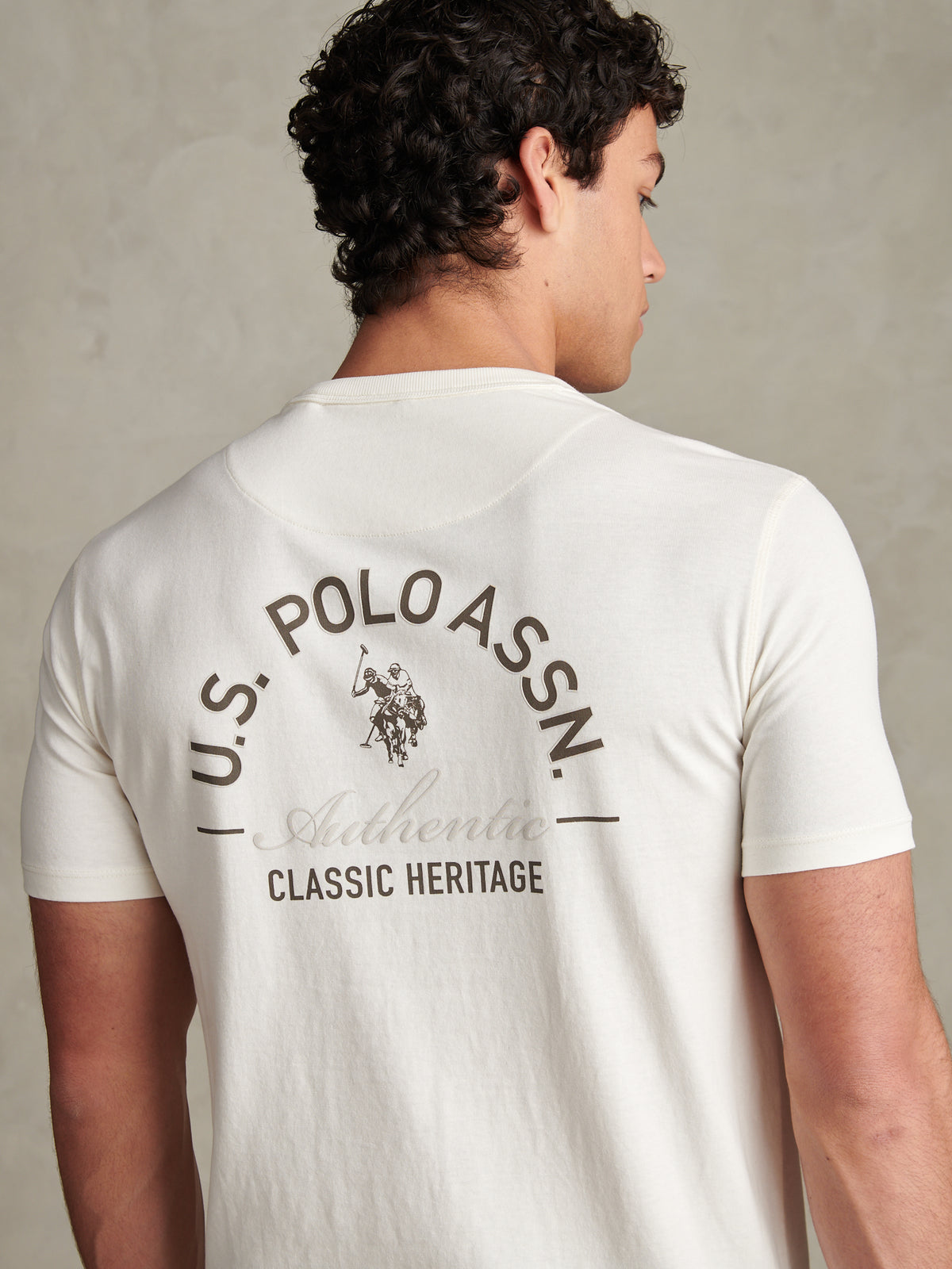 Mens Classic Heritage Front & Back Graphic T-Shirt Whisper White