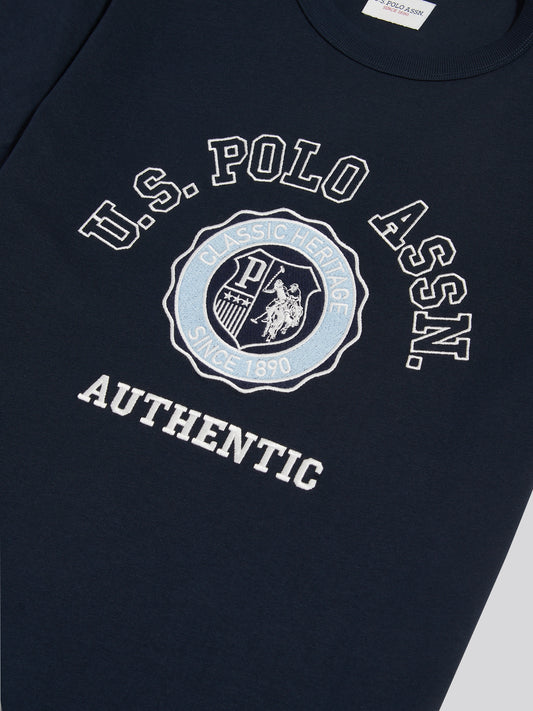 Mens Varsity Graphic T-Shirt Dark Sapphire Navy