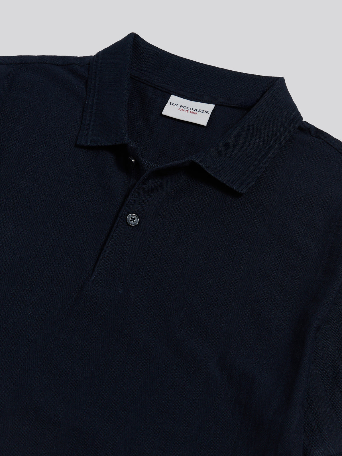 Mens Engineered Textured Stripe Polo Shirt Dark Sapphire Navy / Moonlight Blue DHM