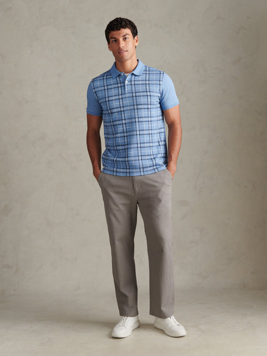 Mens Jacquard Check Polo Shirt Ashleigh Blue