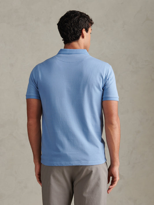 Mens Jacquard Check Polo Shirt Ashleigh Blue