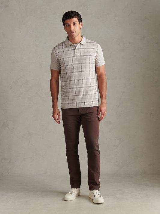 Mens Jacquard Check Polo Shirt Nacreous Clouds