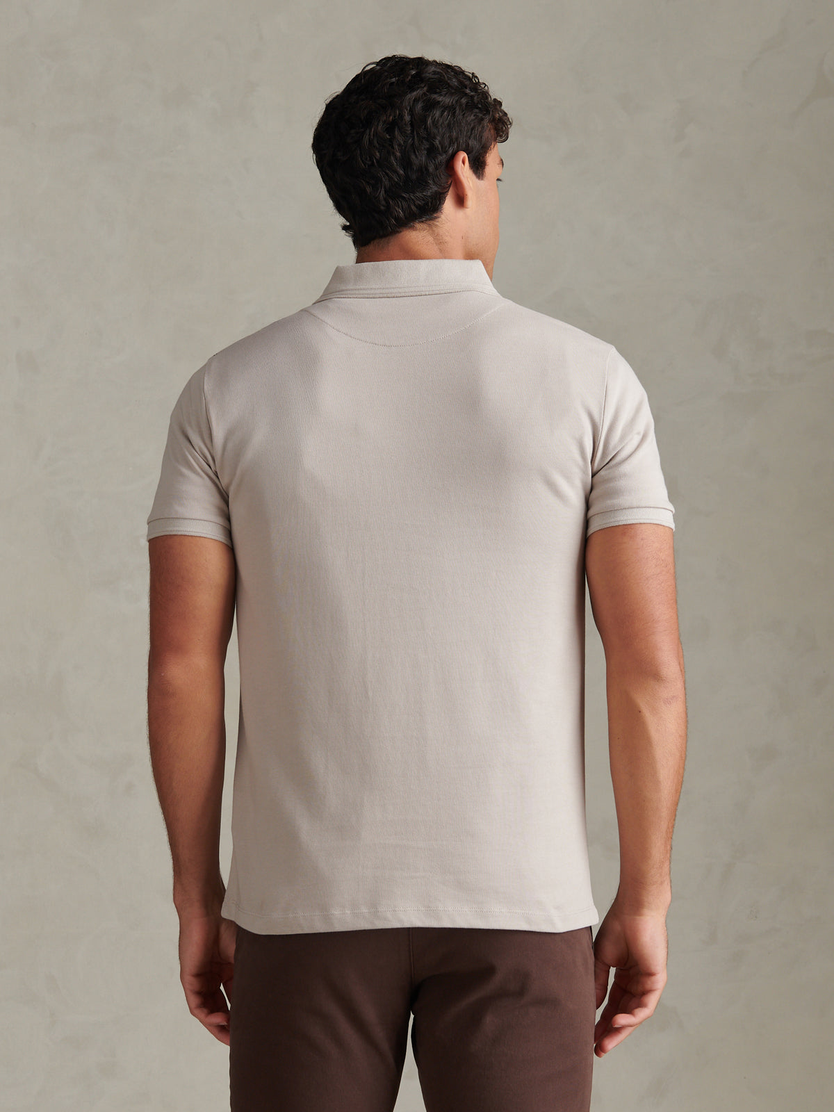 Mens Jacquard Check Polo Shirt Nacreous Clouds