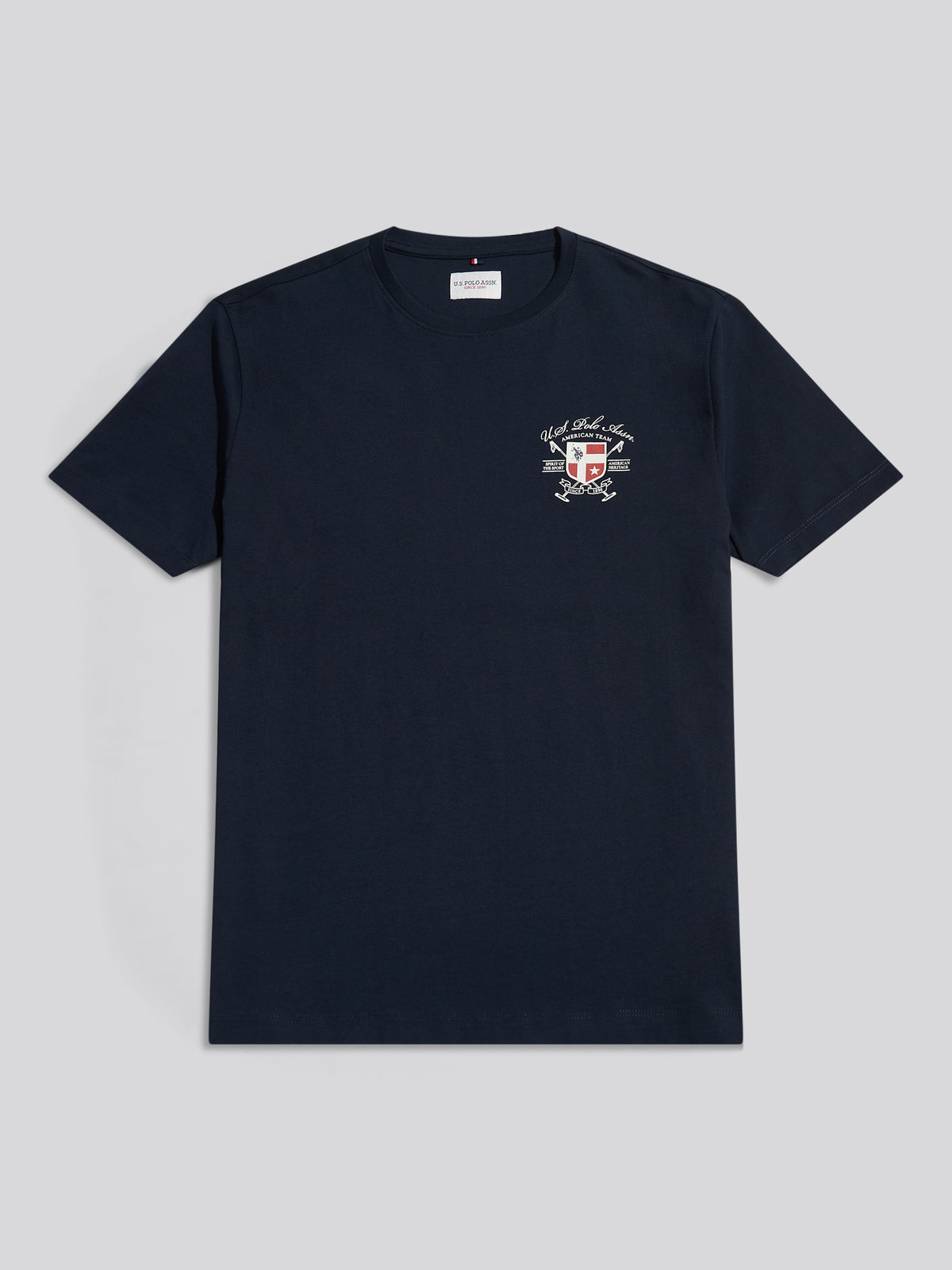 Mens Front & Back Crest Graphic T-Shirt Dark Sapphire Navy