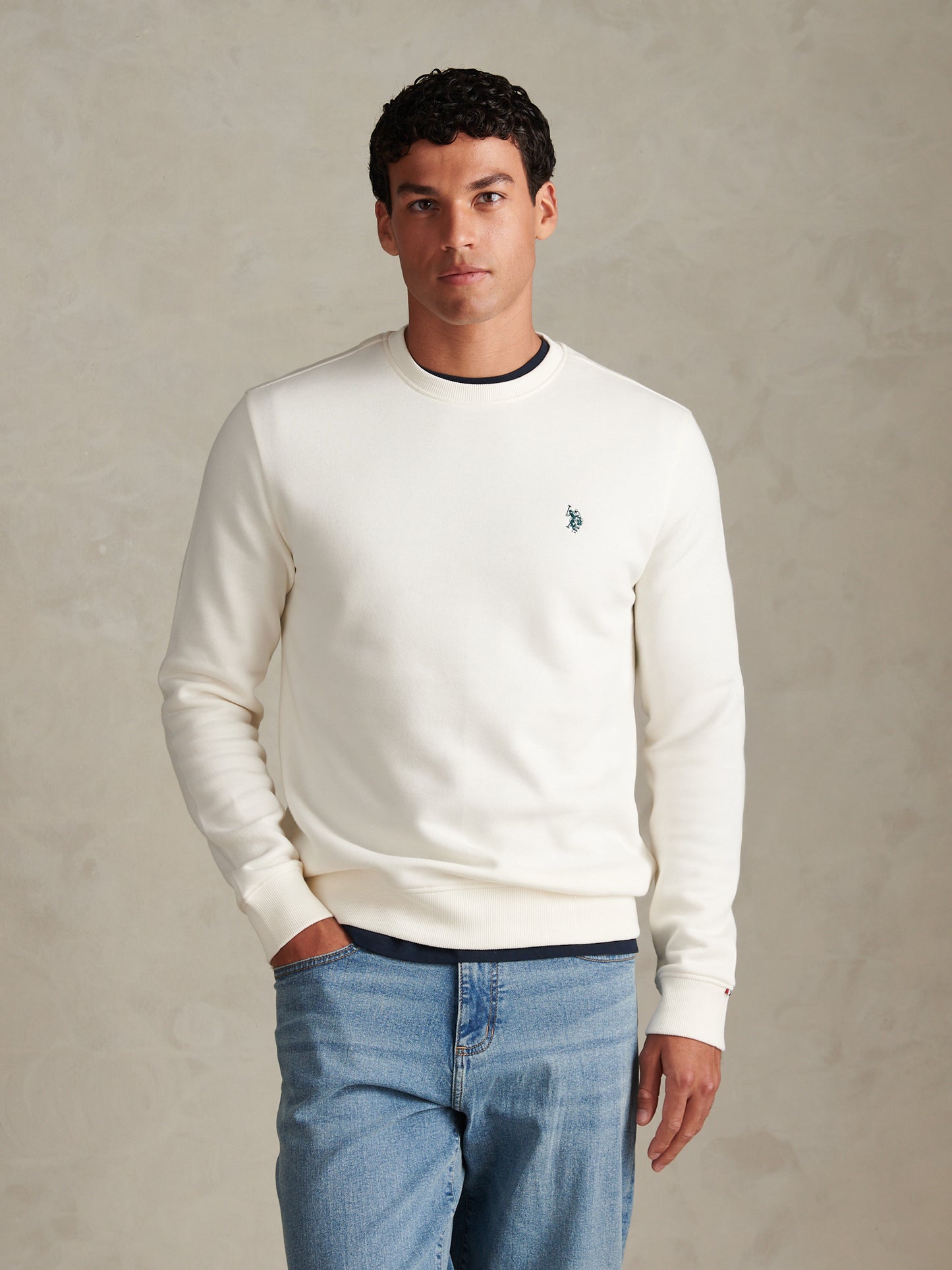 USPA Open Polo Crew sweat Whisper White