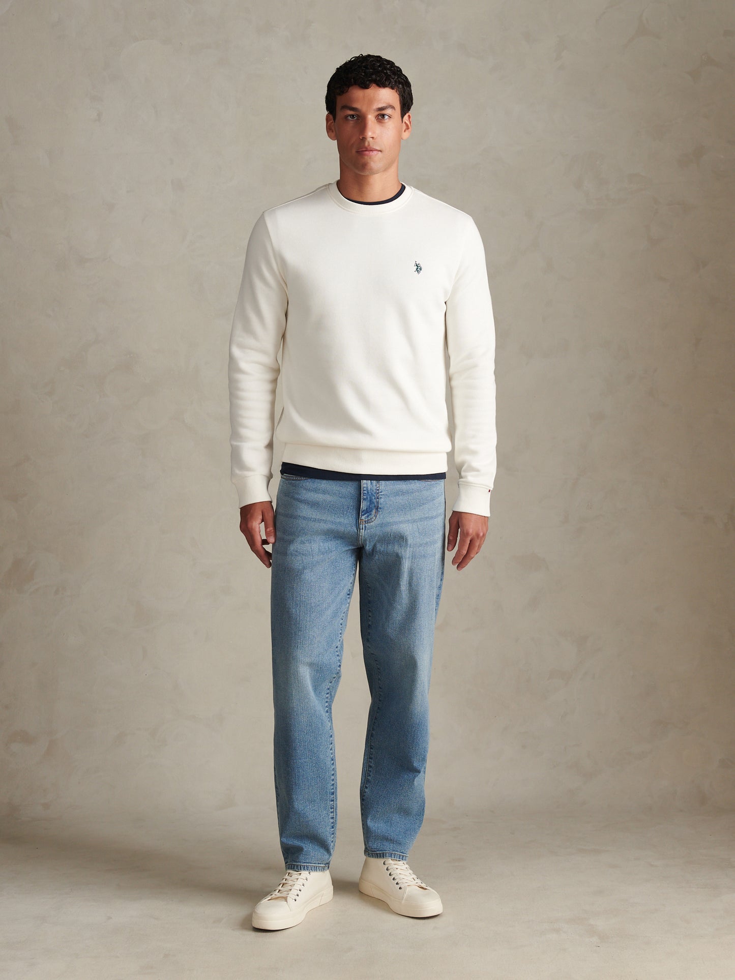 USPA Open Polo Crew sweat Whisper White