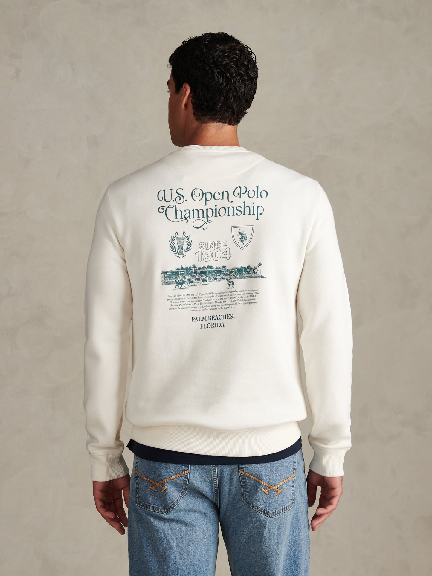 USPA Open Polo Crew sweat Whisper White
