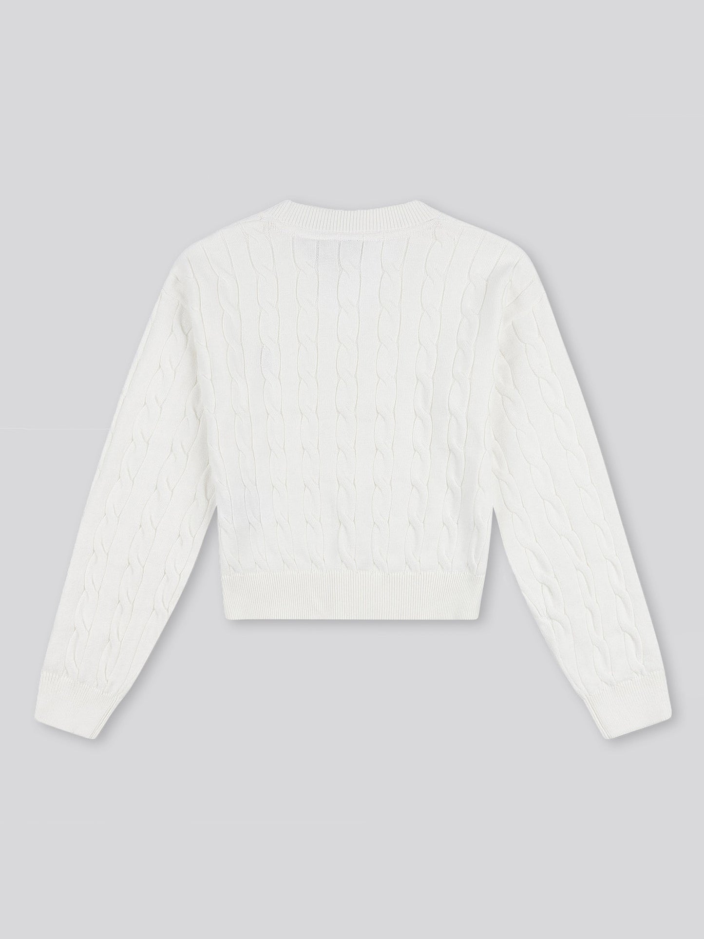 Girls Cable Knit Cardigan w Marshmallow