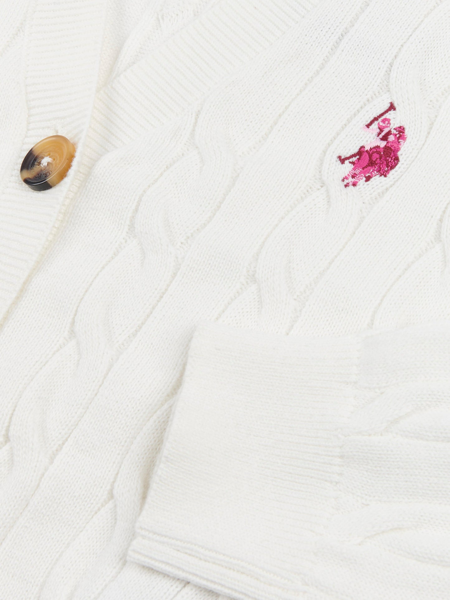 Girls Cable Knit Cardigan w Marshmallow