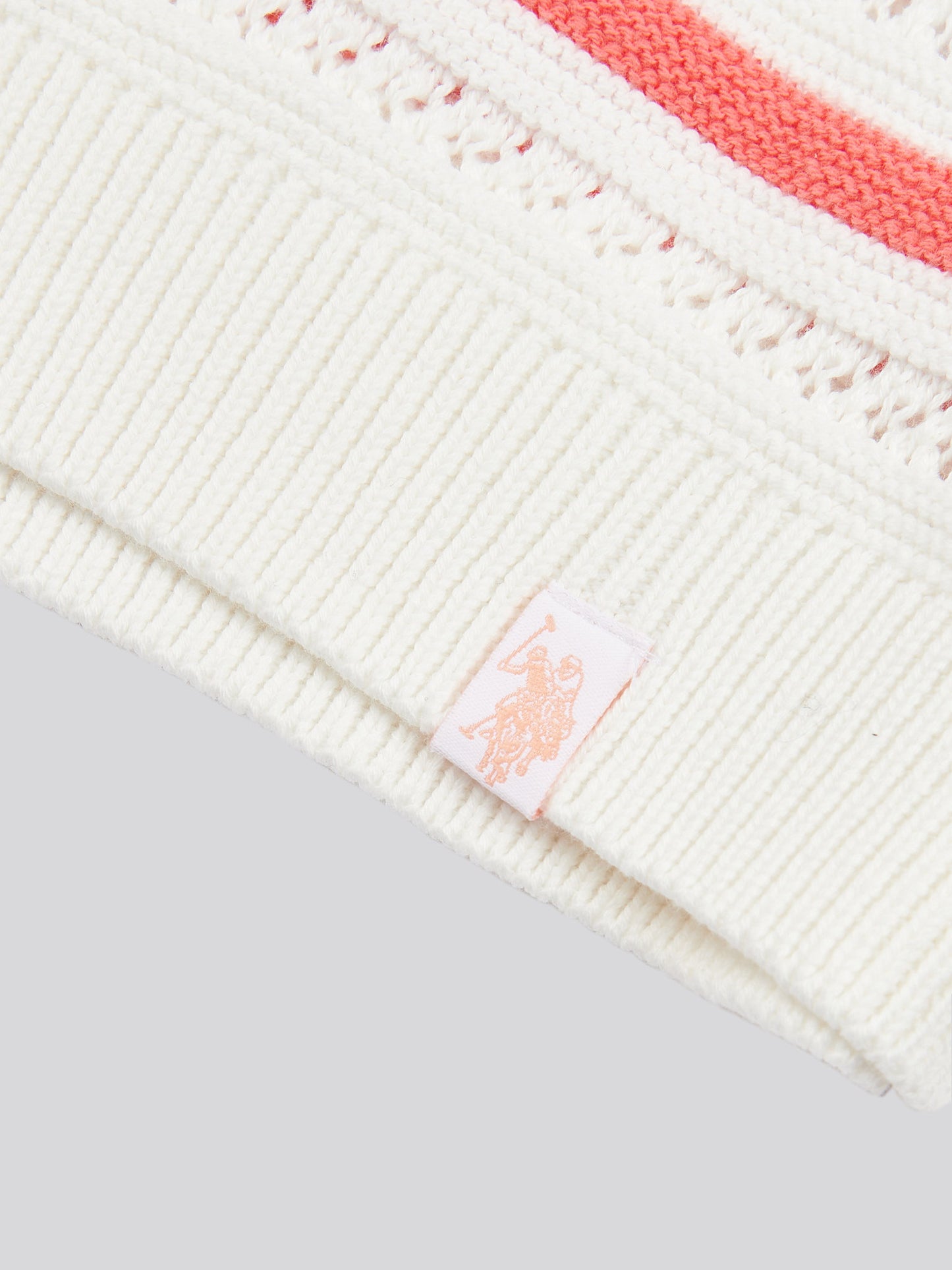 Girls Pointelle Stripe Knit Jumper w jasnym bieli