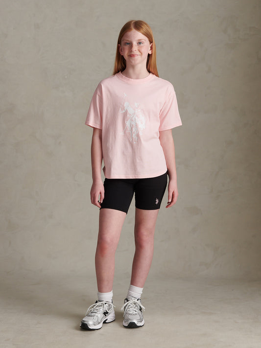 Dziewczęce wydruku koszulka i koszulka Jersey Short Set w Crystal Rose