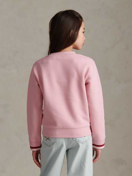 Girls Double Horsemen Crew Sweatshirt Pink Nectar