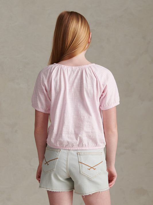 Girls Ombre Floral Elasticated T-Shirt Pink Tulle