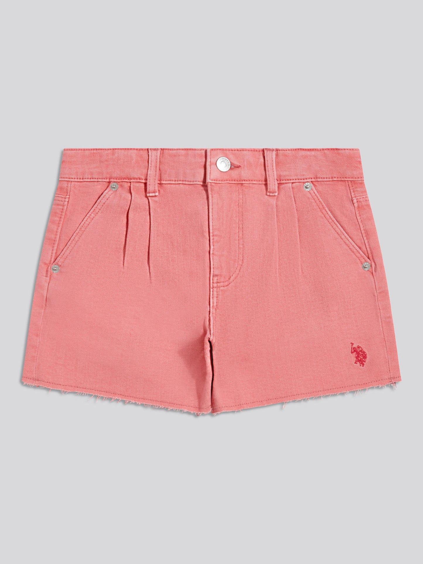 USPA Pleat Detail Denim Shorts Bubblegum
