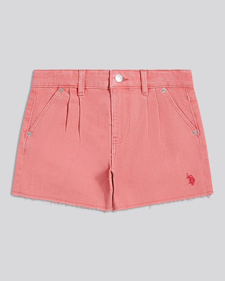 USPA Pleat Detail Denim Shorts Bubblegum