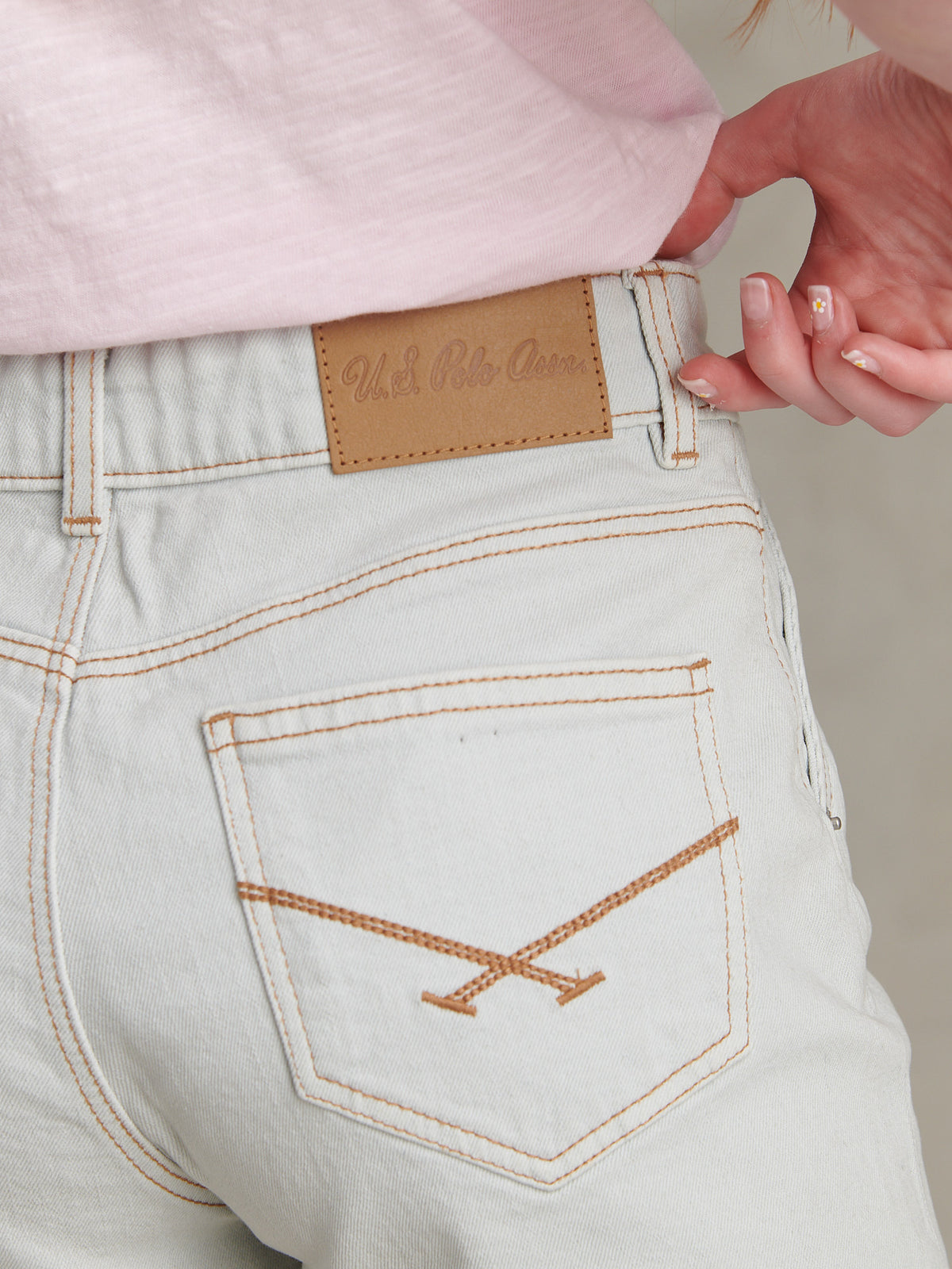 Girls Pleat Detail Denim Shorts Ice White