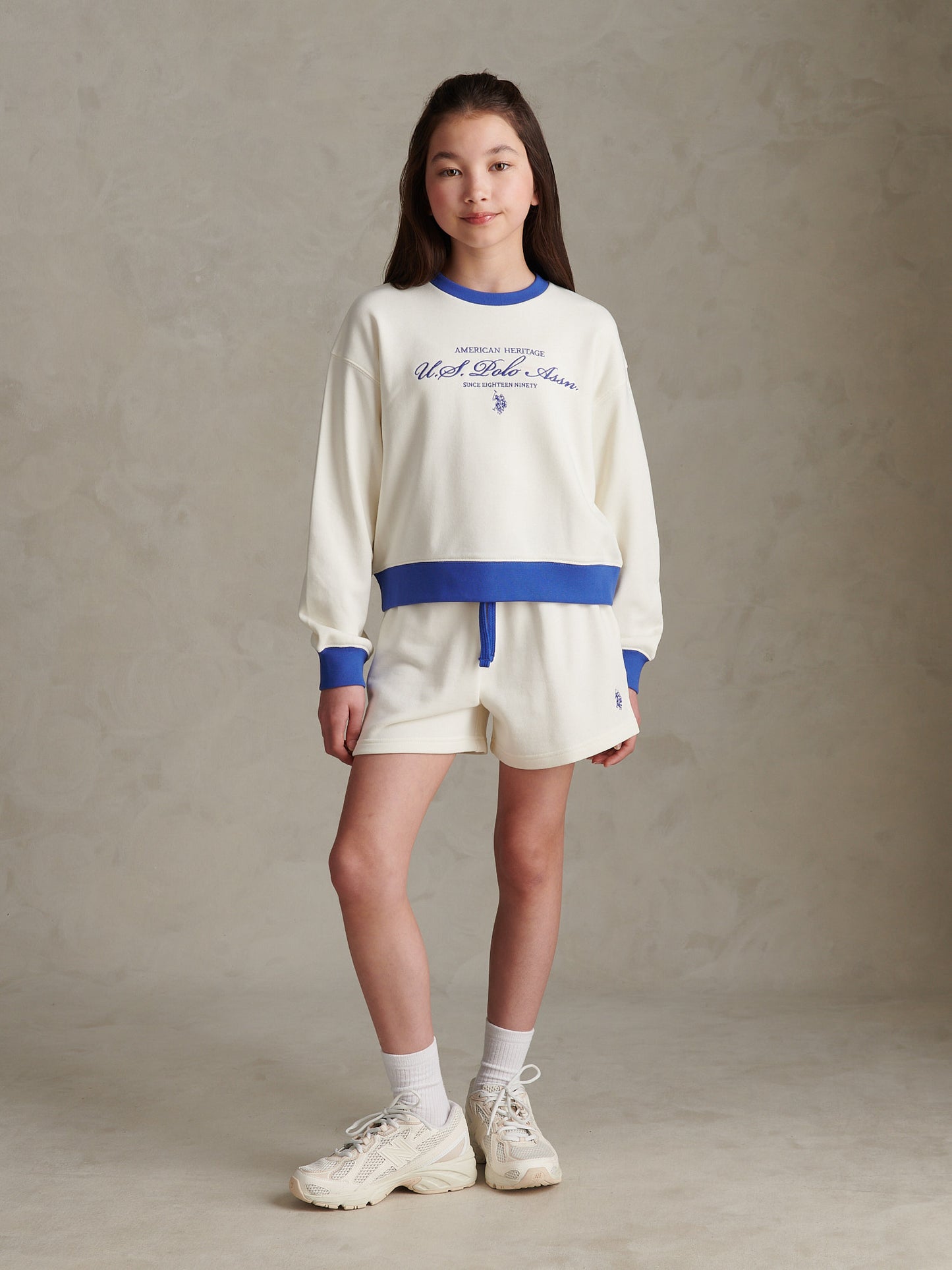 Girls Colour Block Sweat Shorts Marshmallow