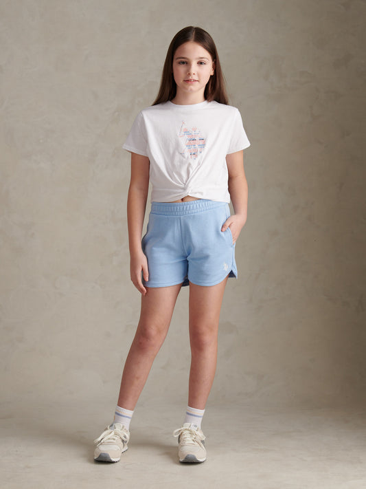 Girls Twist Front Graphic T-Shirt & Shorts Set Open Air